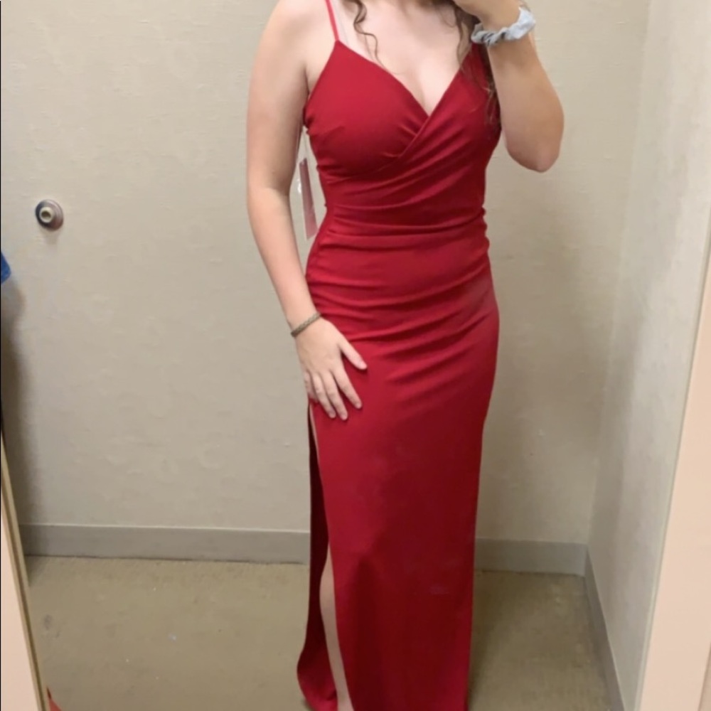 red maxi dress